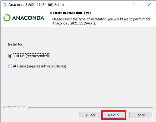 Anacondaインストール手順(Windows)